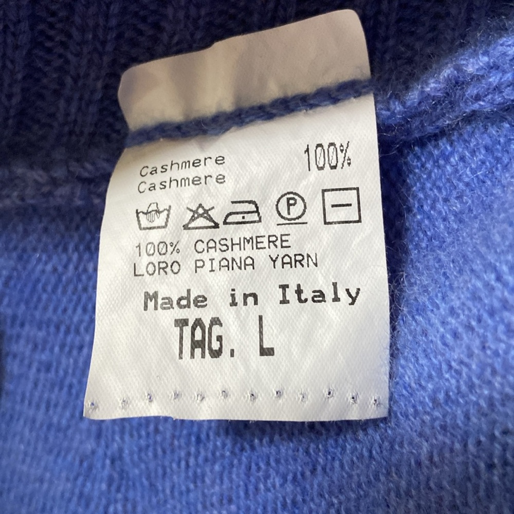 100% Cashmere Lora Piana Yarn Shawl Neck  Sweater Cardigan Made in Italy L - Picture 4 of 11